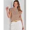 image:imageANRABESS Womens Mock Neck Sleeveless Sweater Vest Casual Cap Sleeve Knit Pullover Tank Tops 2026 Fall ClothesKhaki
