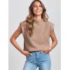 image:imageANRABESS Womens Mock Neck Sleeveless Sweater Vest Casual Cap Sleeve Knit Pullover Tank Tops 2026 Fall ClothesKhaki