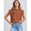 image:imageANRABESS Womens Mock Neck Sleeveless Sweater Vest Casual Cap Sleeve Knit Pullover Tank Tops 2026 Fall ClothesRust