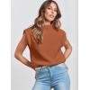 image:imageANRABESS Womens Mock Neck Sleeveless Sweater Vest Casual Cap Sleeve Knit Pullover Tank Tops 2026 Fall ClothesRust
