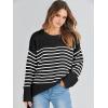 image:imageANRABESS Womens Oversized Sweaters 2025 Long Sleeve Fuzzy Knit Casual Chunky Pullover Sweater Fall Outfits ClothesBlack White Stripe