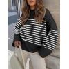 image:imageANRABESS Womens Oversized Sweaters 2025 Long Sleeve Fuzzy Knit Casual Chunky Pullover Sweater Fall Outfits ClothesBlack White Stripe