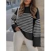 image:imageANRABESS Womens Oversized Sweaters 2025 Long Sleeve Fuzzy Knit Casual Chunky Pullover Sweater Fall Outfits ClothesBlack White Stripe