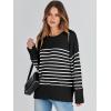 image:imageANRABESS Womens Oversized Sweaters 2025 Long Sleeve Fuzzy Knit Casual Chunky Pullover Sweater Fall Outfits ClothesBlack White Stripe
