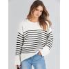 image:imageANRABESS Womens Oversized Sweaters 2025 Long Sleeve Fuzzy Knit Casual Chunky Pullover Sweater Fall Outfits ClothesBlack White Stripes