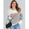 image:imageANRABESS Womens Oversized Sweaters 2025 Long Sleeve Fuzzy Knit Casual Chunky Pullover Sweater Fall Outfits ClothesBlack White Stripes