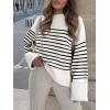 image:imageANRABESS Womens Oversized Sweaters 2025 Long Sleeve Fuzzy Knit Casual Chunky Pullover Sweater Fall Outfits ClothesBlack White Stripes