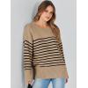 image:imageANRABESS Womens Oversized Sweaters 2025 Long Sleeve Fuzzy Knit Casual Chunky Pullover Sweater Fall Outfits ClothesCamel Black Stripe
