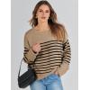 image:imageANRABESS Womens Oversized Sweaters 2025 Long Sleeve Fuzzy Knit Casual Chunky Pullover Sweater Fall Outfits ClothesCamel Black Stripe