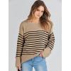 image:imageANRABESS Womens Oversized Sweaters 2025 Long Sleeve Fuzzy Knit Casual Chunky Pullover Sweater Fall Outfits ClothesCamel Black Stripe