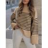 image:imageANRABESS Womens Oversized Sweaters 2025 Long Sleeve Fuzzy Knit Casual Chunky Pullover Sweater Fall Outfits ClothesCamel Black Stripe