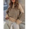 image:imageANRABESS Womens Oversized Sweaters 2025 Long Sleeve Fuzzy Knit Casual Chunky Pullover Sweater Fall Outfits ClothesCamel Black Stripe