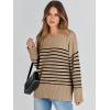image:imageANRABESS Womens Oversized Sweaters 2025 Long Sleeve Fuzzy Knit Casual Chunky Pullover Sweater Fall Outfits ClothesCamel Black Stripe