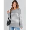 image:imageANRABESS Womens Oversized Sweaters 2025 Long Sleeve Fuzzy Knit Casual Chunky Pullover Sweater Fall Outfits ClothesGrey White Stripe