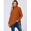 image:imageANRABESS Womens Oversized Turtleneck Batwing Sleeve Spilt Casual Loose Knit Tunic Pullover Sweater Tops 2025 Fall OutfitsOrange Rust