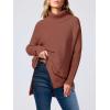 image:imageANRABESS Womens Oversized Turtleneck Batwing Sleeve Spilt Casual Loose Knit Tunic Pullover Sweater Tops 2025 Fall OutfitsRust