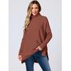 image:imageANRABESS Womens Oversized Turtleneck Batwing Sleeve Spilt Casual Loose Knit Tunic Pullover Sweater Tops 2025 Fall OutfitsRust