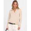 image:imageANRABESS Womens Polo V Neck Long Sleeve Sweaters Lightweight Dressy Casual Business Basic Knit Pullover Top 2026 Fall OutfitsAlmond