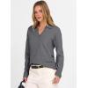 image:imageANRABESS Womens Polo V Neck Long Sleeve Sweaters Lightweight Dressy Casual Business Basic Knit Pullover Top 2026 Fall OutfitsDark Gray