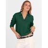 image:imageANRABESS Womens Polo V Neck Long Sleeve Sweaters Lightweight Dressy Casual Business Basic Knit Pullover Top 2026 Fall OutfitsForest Green