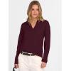 image:imageANRABESS Womens Polo V Neck Long Sleeve Sweaters Lightweight Dressy Casual Business Basic Knit Pullover Top 2026 Fall OutfitsRed