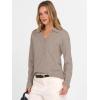image:imageANRABESS Womens Polo V Neck Long Sleeve Sweaters Lightweight Dressy Casual Business Basic Knit Pullover Top 2026 Fall OutfitsTan