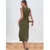 image:imageANRABESS Womens Summer Casual Sleeveless T Shirt Midi Dress Slim Fit Tie Waist Split Tank Long Dresses 2026 Vacation SundressArmy Green