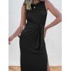 image:imageANRABESS Womens Summer Casual Sleeveless T Shirt Midi Dress Slim Fit Tie Waist Split Tank Long Dresses 2026 Vacation SundressBlack