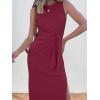 image:imageANRABESS Womens Summer Casual Sleeveless T Shirt Midi Dress Slim Fit Tie Waist Split Tank Long Dresses 2026 Vacation SundressBurgundy