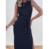 image:imageANRABESS Womens Summer Casual Sleeveless T Shirt Midi Dress Slim Fit Tie Waist Split Tank Long Dresses 2026 Vacation SundressNavy Blue