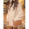 image:imageANRABESS Womens Sweater Dress Oversized Cable Knit Chunky Long Sleeve Short Dresses 2025 Fall Outfits Vacation Winter ClothesApricot
