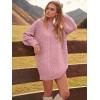 image:imageANRABESS Womens Sweater Dress Oversized Cable Knit Chunky Long Sleeve Short Dresses 2025 Fall Outfits Vacation Winter ClothesRed Pink