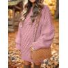image:imageANRABESS Womens Sweater Dress Oversized Cable Knit Chunky Long Sleeve Short Dresses 2025 Fall Outfits Vacation Winter ClothesRed Pink