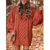 image:imageANRABESS Womens Sweater Dress Oversized Cable Knit Chunky Long Sleeve Short Dresses 2025 Fall Outfits Vacation Winter ClothesRust Orange