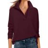 image:imageANRABESS Womens Polo V Neck Long Sleeve Sweaters Lightweight Dressy Casual Business Basic Knit Pullover Top 2026 Fall OutfitsRed
