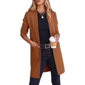 image:imageANRABESS Cardigan Sweater for Women Casual 2025 Fall Fashion Coat Long Sleeve Open Front Knit Coatigan OutwearCaramel