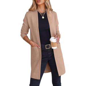 image:imageANRABESS Cardigan Sweater for Women Casual 2025 Fall Fashion Coat Long Sleeve Open Front Knit Coatigan OutwearLight Camel
