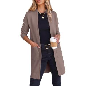 image:imageANRABESS Cardigan Sweater for Women Casual 2025 Fall Fashion Coat Long Sleeve Open Front Knit Coatigan OutwearNutmeg
