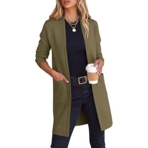 image:imageANRABESS Cardigan Sweater for Women Casual 2025 Fall Fashion Coat Long Sleeve Open Front Knit Coatigan OutwearOlive