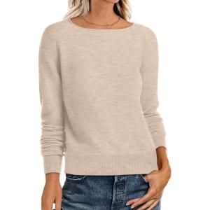 image:imageANRABESS Womens Long Sleeve Rolled Neck Casual Soft Lightweight Basic Pullover Sweater Top 2025 Fall Shirt Work OutfitsAlmond