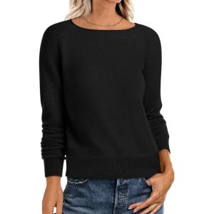 image:imageANRABESS Womens Long Sleeve Rolled Neck Casual Soft Lightweight Basic Pullover Sweater Top 2025 Fall Shirt Work OutfitsBlack