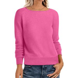 image:imageANRABESS Womens Long Sleeve Rolled Neck Casual Soft Lightweight Basic Pullover Sweater Top 2025 Fall Shirt Work OutfitsHot Pink