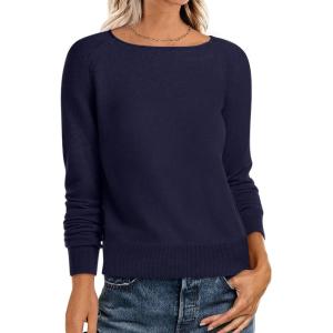 image:imageANRABESS Womens Long Sleeve Rolled Neck Casual Soft Lightweight Basic Pullover Sweater Top 2025 Fall Shirt Work OutfitsNavy Blue