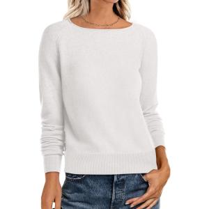 image:imageANRABESS Womens Long Sleeve Rolled Neck Casual Soft Lightweight Basic Pullover Sweater Top 2025 Fall Shirt Work OutfitsWhite