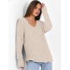 image:imageANRABESS Long Sleeve Shirts for Women V Neck Casual Fall Tops Loose Fit Lightweight Sweaters Tunic Fashion 2025 ClothesBeige