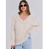 image:imageANRABESS Long Sleeve Shirts for Women V Neck Casual Fall Tops Loose Fit Lightweight Sweaters Tunic Fashion 2025 ClothesBeige
