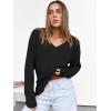image:imageANRABESS Long Sleeve Shirts for Women V Neck Casual Fall Tops Loose Fit Lightweight Sweaters Tunic Fashion 2025 ClothesBlack