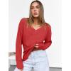 image:imageANRABESS Long Sleeve Shirts for Women V Neck Casual Fall Tops Loose Fit Lightweight Sweaters Tunic Fashion 2025 ClothesBright Red