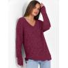 image:imageANRABESS Long Sleeve Shirts for Women V Neck Casual Fall Tops Loose Fit Lightweight Sweaters Tunic Fashion 2025 ClothesBurgundy