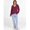image:imageANRABESS Long Sleeve Shirts for Women V Neck Casual Fall Tops Loose Fit Lightweight Sweaters Tunic Fashion 2025 ClothesBurgundy
